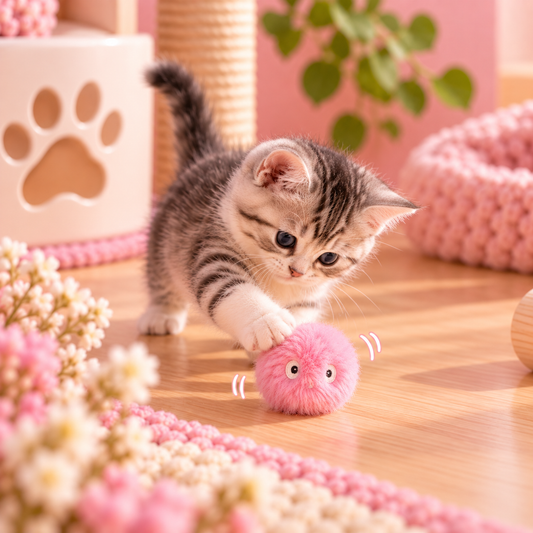 Balle interactive sonore pour chat - Rose