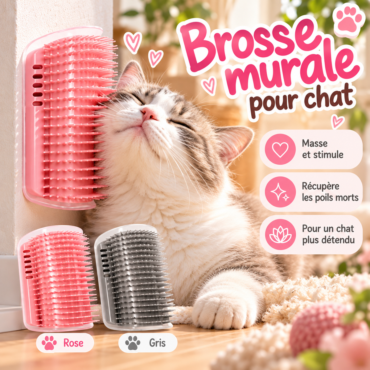 Brosse murale de massage pour chat