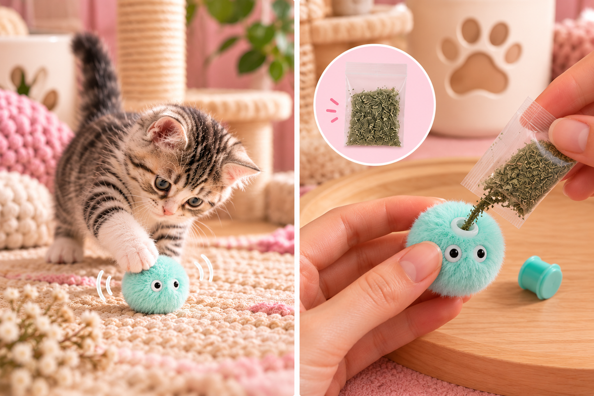 Balle interactive sonore pour chat - Menthe